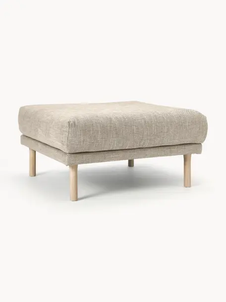 Reposapiés puf Adrian, Tapizado: 47% viscosa, 23% algodón,, Estructura: madera contrachapada, Patas: madera de roble barnizada, Tejido beige, An 90 x F 90 cm