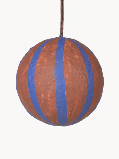 Boules de Noël Sphere, Ø 8 cm, 3 pièces, Pâte de coton, Brun, bleu roi, Ø 8 cm