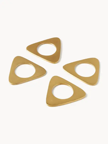 Servilleteros Triangle, 4 uds., Metal recubierto, Dorado, An 7 x Al 4 cm