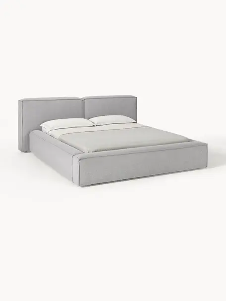 Čalúnená posteľ Lennon, Sivá, Celkové rozmery: Š 248 x H 243 cm (spacia plocha Š 180 x D 200 cm)