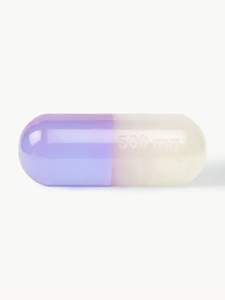 Decoratief object Pill, Polyacryl, gepolijst, Wit, lavendel, B 29 x H 13 cm