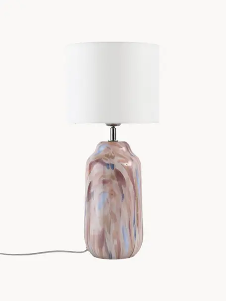 Lampa stołowa ze szkła dmuchanego Donia, Biały, odcienie różowego, Ø 22 x W 50 cm