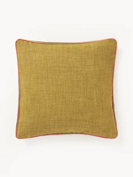 Povlak na polštář s dvoubarevným lemováním Cressida, 100 % polyester, Hořčicově žlutá, Š 45 cm, D 45 cm