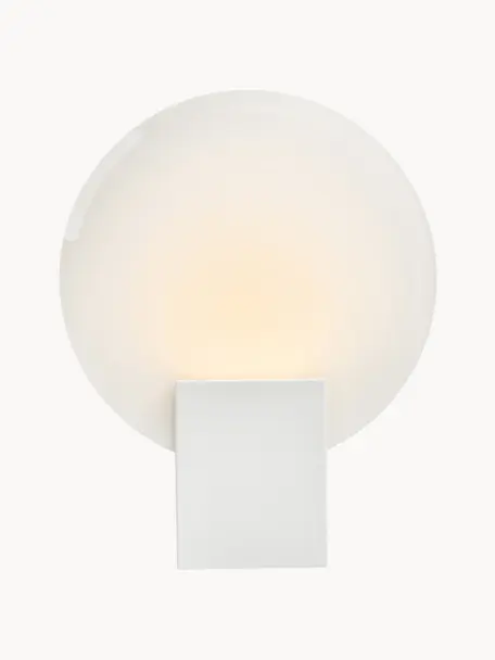Dimmbare LED-Wandleuchte Hester, Lampenschirm: Glas, Off White, Weiß, B 20 x H 26 cm