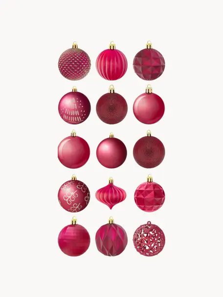Súprava vianočných gúľ Victoria, 60 dielov, Polystyrén, Tmavočervená, vínovočervená, odtiene zlatej, Ø 7 cm
