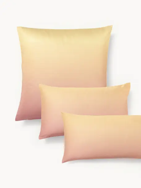 Funda de almohada de satén degradado Jania, Tonos de rosa y amarillo, An 45 x L 110 cm