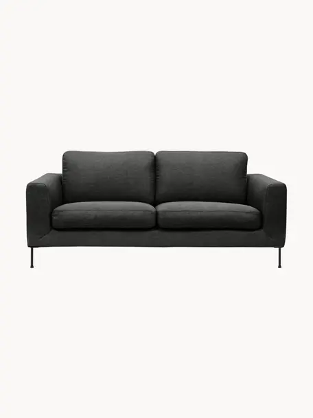Sofa Cucita (2-Sitzer), Bezug: Webstoff (100% Polyester), Gestell: Massives Kiefernholz, FSC, Füße: Metall, lackiert, Webstoff Anthrazit, B 187 x T 94 cm