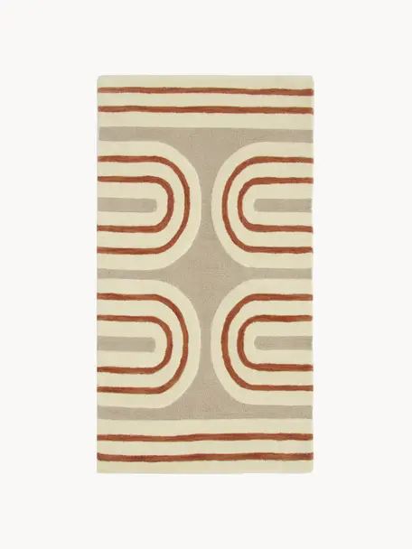 Ručne tuftovaný vlnený koberec Arne, Béžová, terakotová, krémovobiela, Š 80 x D 150 cm (veľkosť XS)