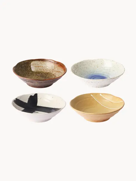 Sada ručně vyrobených misek Yunomi, 4 díly, Kamenina, Více barev, Ø 17 cm, V 5 cm
