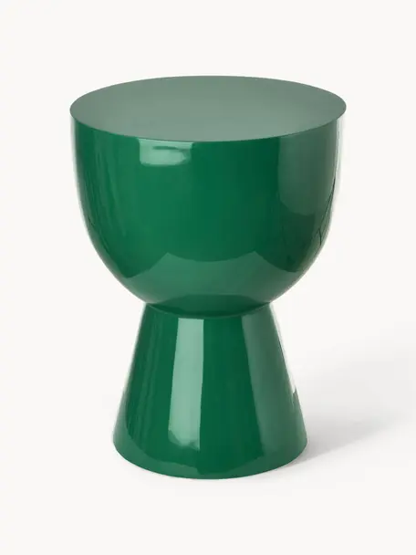 Tavolino rotondo Tam Tam, Plastica laccata, Verde scuro, Ø 36 x Alt. 46 cm