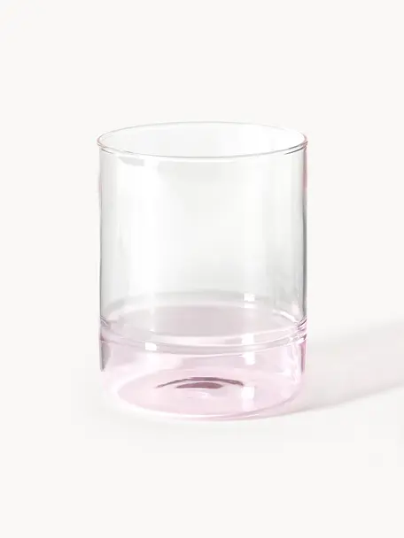 Vasos artesanales Kiosk, 6 uds., Vidrio, Rosa claro, Ø 8 x Al 10 cm, 380 ml