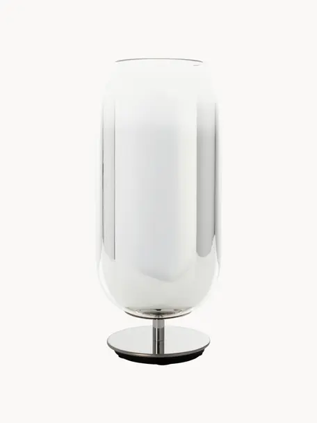 Mundgeblasene Tischlampe Gople, verschiedene Größen, Lampenschirm: Glas, mundgeblasen, Silberfarben, Ø 21 x H 49 cm