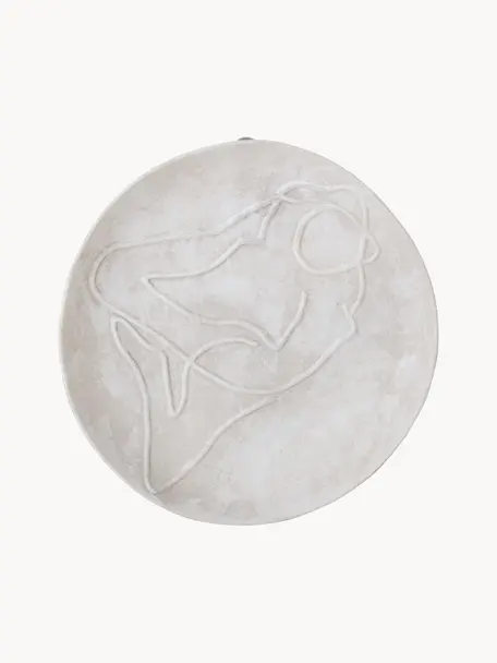 Nástěnná dekorace z kameniny Bibs, Kamenina, Odstíny béžové, Ø 30 cm, H 5 cm