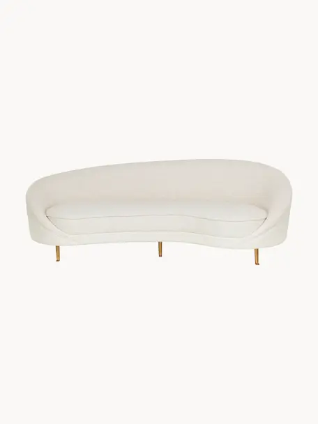 Bouclé-Nierensofa Gatsby (3-Sitzer), Bezug: Bouclé (70% Polyester, 20, Gestell: Massives Eukalyptusholz, Füße: Metall, galvanisiert, Bouclé Cremeweiß, B 245 x T 102 cm