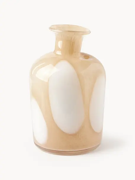 Glas-Vase Ottilie, H 24 cm, Glas, Ocker, Weiß, Ø 15 x H 24 cm