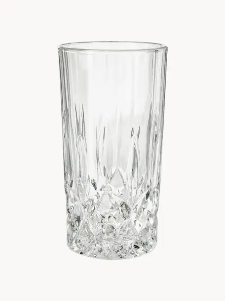 Bicchiere long drink con rilievo in cristallo George 4 pz, Vetro, Trasparente, Ø 8 x Alt. 15 cm, 380 ml