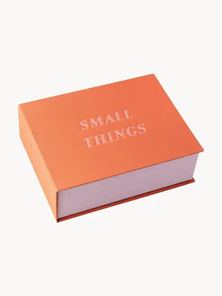 Opbergdoos Small Things, 80% grijs karton, 18% polyester, 2% katoen, Oranje, B 23 x D 18 cm