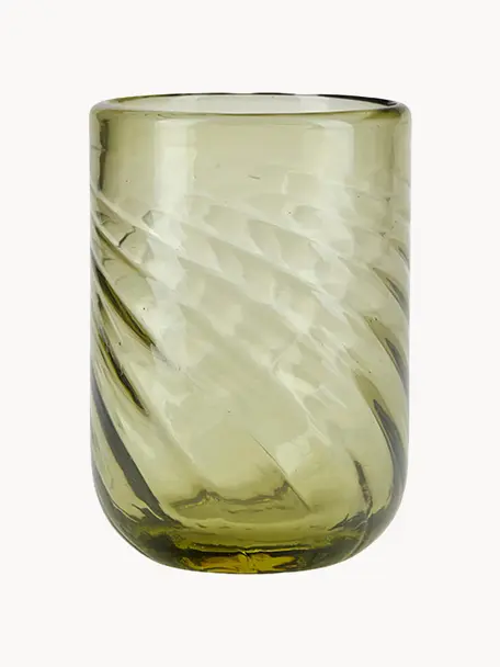 Waterglazen Twist in groen, 4 stuks, Glas, Groen, transparant, Ø 8 x H 11 cm, 300 ml