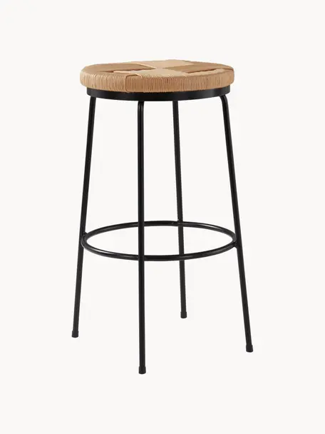 Tabouret de bar avec tressage viennois Marino, Bois de bouleau, noir, Ø 37 x haut. 65 cm