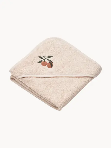 Babyhanddoek Batu van biokatoen, 100% biokatoen, GOTS-gecertificeerd, Crèmewit, perzikmotief, B 70 x L 70 cm