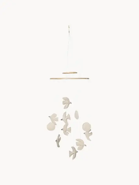 Mobile en coton bio Swif Bird, Blanc cassé, Ø 37 x haut. 100 cm