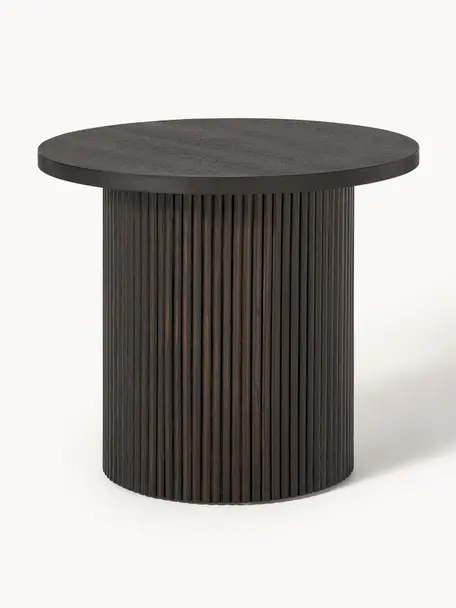 Table d'appoint ronde en bois Nele, Bois, brun foncé laqué, Ø 60 x haut. 51 cm