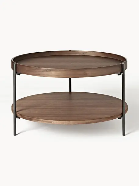 Kulatý dřevěný konferenční stolek Renee, Ořechové dřevo, Ø 69 cm