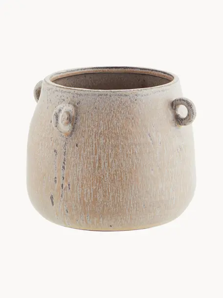 XS Übertopf Rings aus Steingut im Vintage-Look, Steingut, Beige, Ø 17 x H 12 cm