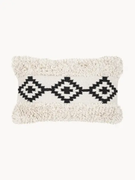 Poszewka na poduszkę Taima, 100% bawełna, Kremowobiały, czarny, S 30 x D 50 cm