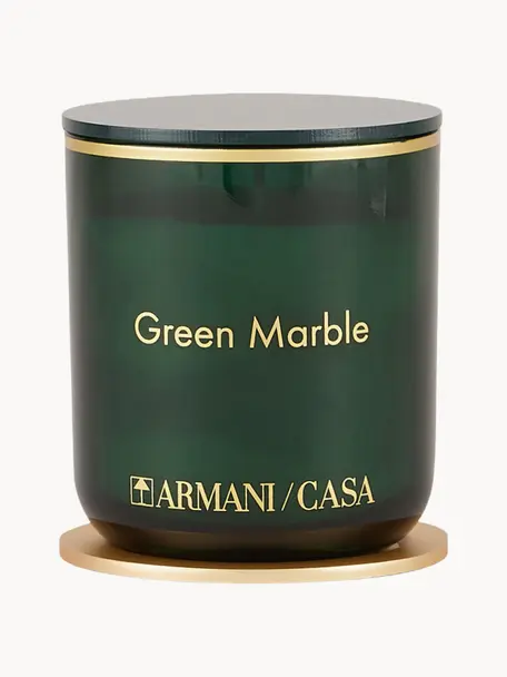 Geurkaars Pegaso Green Marble (jasmijn, neroli & witte muskus), Houder: glas, Deksel: kunsthars, Jasmijn, neroli en witte muskus, Ø 6 x H 7 cm