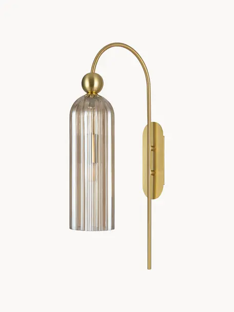 Wandlamp Antic, Lampenkap: glas, Goudkleurig, transparant, Ø 10 x H 30 cm