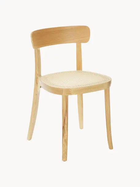 Chaises en bois et cannage Richie, 2 pièces, Beige, bois de frêne, larg. 45 x haut. 75 cm