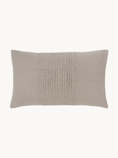 Housse de coussin en lin rectangulaire Dalia, 51 % lin, 49 % coton, Taupe, larg. 30 x long. 50 cm