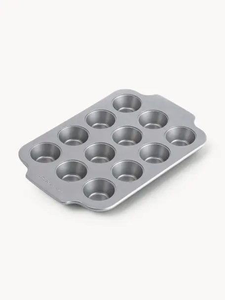 Stampo per muffin con rivestimento antiaderente Bakery, Acciaio alluminato, Grigio scuro, Lung. 30 x Larg. 21 x Alt. 3 cm