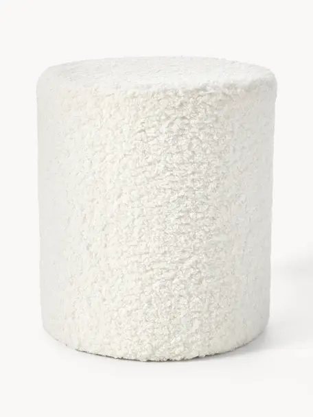 Plyšový taburet Daisy, Krémově bílá, Ø 38 cm, V 45 cm