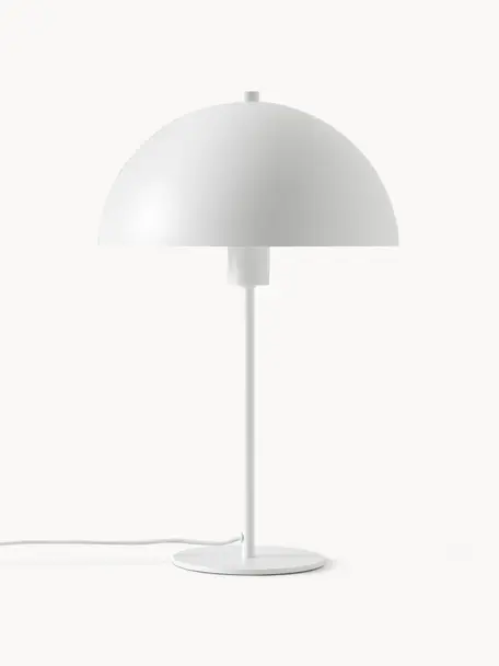 Lámpara de mesa Matilda, Pantalla: metal con pintura en polv, Cable: cubierto en tela, Blanco, Ø 29 x Al 45 cm