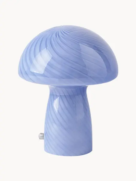 Lámpara de mesa pequeña de vidrio Mushroom, Lámpara: vidrio, Cable: plástico, Gris azulado, Ø 19 x Al 23 cm
