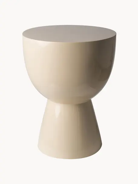 Tavolino rotondo Tam Tam, Plastica laccata, Beige chiaro, Ø 36 x Alt. 46 cm