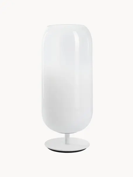 Lampa stołowa ze szkła dmuchanego Gople, różne rozmiary, Stelaż: aluminium powlekane, Biały, Ø 21 x W 49 cm