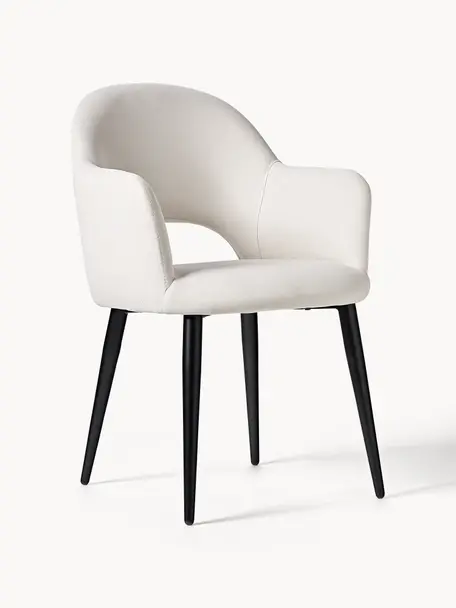 Chaise rembourrée Rachel, Tissu blanc crème, larg. 55 x prof. 65 cm
