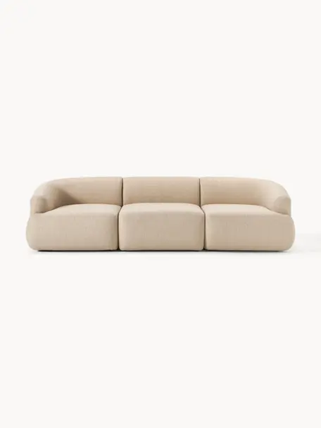 Modulares Sofa Sofia (3-Sitzer), Bezug: 100 % Polypropylen Der ho, Gestell: Fichtenholz, Spanplatte, , Füße: Kunststoff, Webstoff Hellbeige, B 273 x T 103 cm
