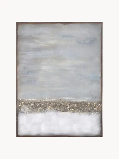 Cuadro en lienzo pintado a mano Abstract Horizon, Tonos beige y grises, An 90 x Al 120 cm