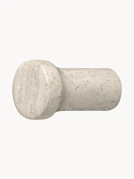 Marmeren wandhaken Lamura, 2 stuks, Marmer, Lichtbeige, gemarmerd, B 3 x D 4 cm