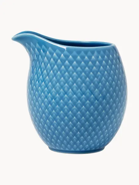 Porcelánová mliečenka so štruktúrovaným vzorom Rhombe, 390 ml, Porcelán, Modrá, 390 ml