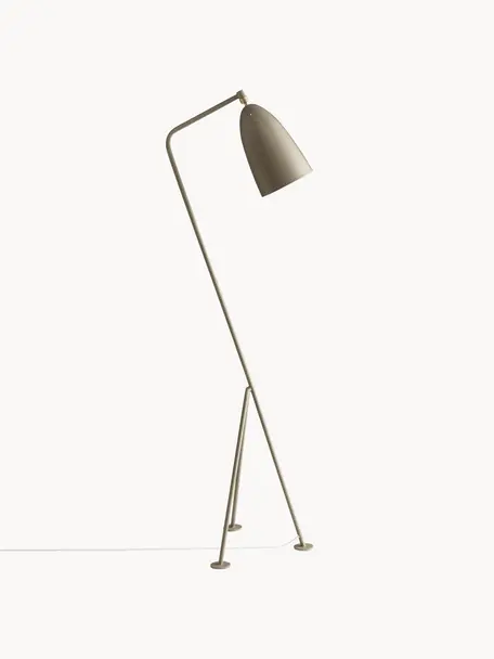 Vloerlamp Gräshoppa, Lamp: gepoedercoat staal, Grijs, messingkleurig, B 44 x H 126 cm