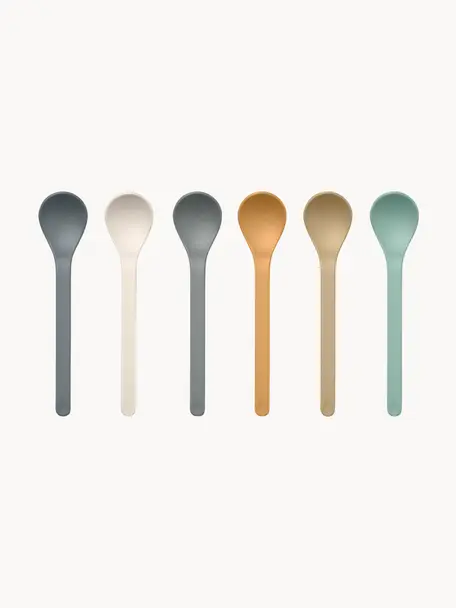 Set de cucharas Erin, 6 uds., Plástico, Tonos azules y beige, An 3 x L 15 cm