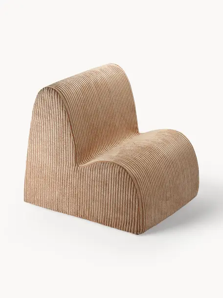 Fauteuil pour enfant en velours côtelé Cloud, Velours côtelé brun clair, larg. 50 x prof. 60 cm