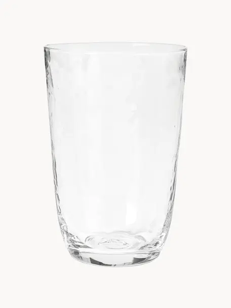 Mundgeblasene Wassergläser Hammered mit unebener Oberfläche, 4 Stück, Glas, mundgeblasen, Transparent, Ø 9 x H 14 cm, 400 ml