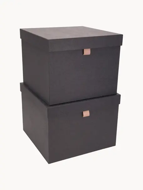 Komplet pudełek do przechowywania Tristan, 2 elem., Antracytowy, Komplet z różnymi rozmiarami