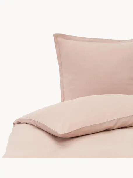 Biancheria da letto in lino lavato rosa Nature, Mezzo lino
(52% lino, 48% cotone)

Densità dei fili 108 TC, qualità standard

Il mezzo lino offre una sensazione piacevole e ha un naturale aspetto sgualcito, che viene esaltato dall'effetto stonewash. Assorbe fino al 35% di umidità, si asciuga molto rapidamente e ha un effetto piacevolmente rinfrescante nelle notti d'estate. L'elevata resistenza allo strappo rende il mezzo lino resistente all'abrasione e all'usura, Rosa cipria, Larg. 155 x Lung. 200 cm